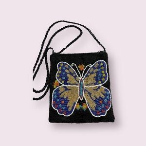 Black Butterfly Bead Purse